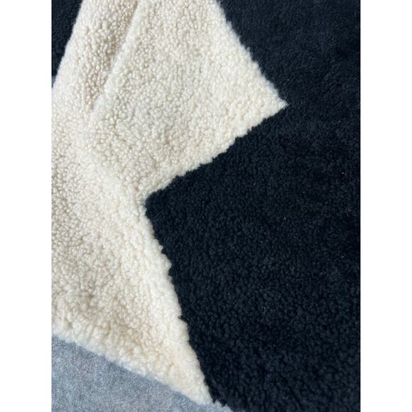 Maje Gillian Two-Tone Black & White Shearling Long Coat Jacket Size Medium - Picture 9 of 12